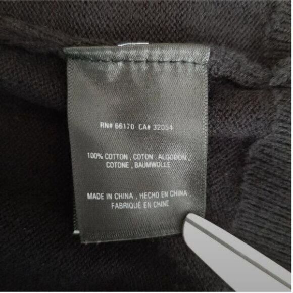 ANTHROPOLOGIE 100% Cotton Cold Shoulder Tie Sweater Black Sz M - Picture 11 of 12